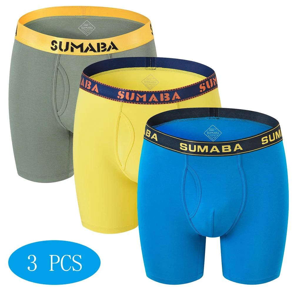 Мужские трусы-боксеры длинные высокие приятные для кожи дышащие из бамбука