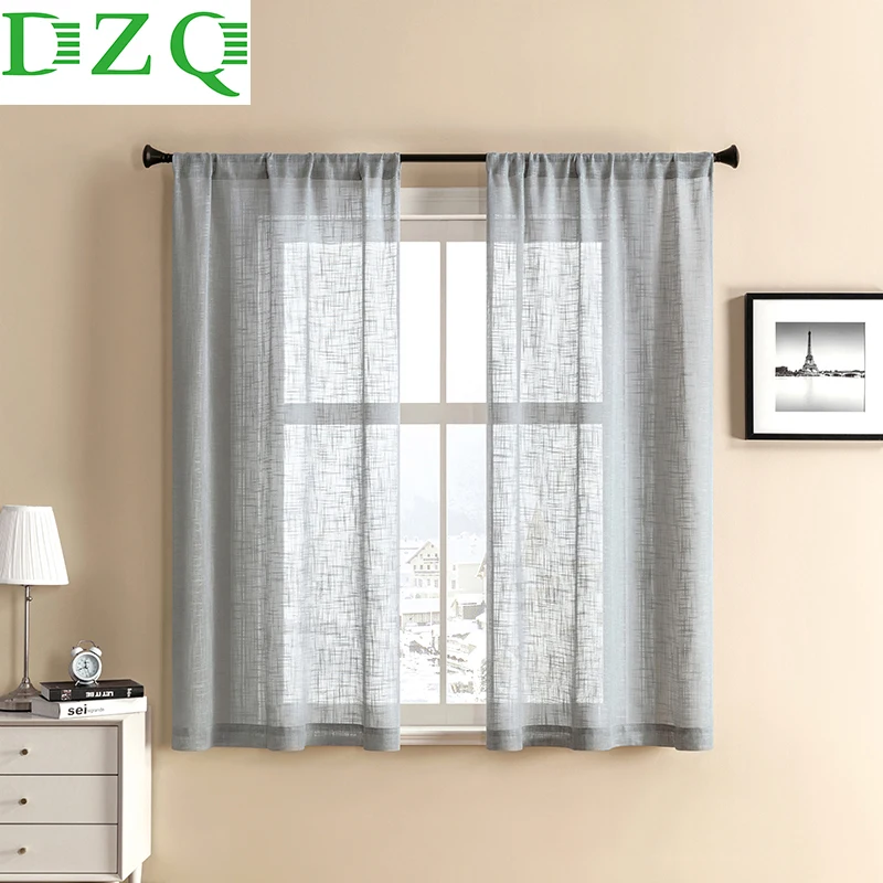 

DZQ Flax Textured Short Sheer Curtains for Living Room Bedroom Kitchen Window Treatment Small Curtains Panels Home Decor Drapes