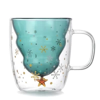 250ml creative christmas glass mug with handle breakfast milk coffee mugs juice tea cup drinkware kids xmas star wishing gift