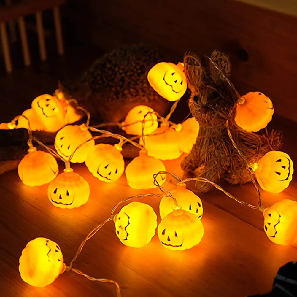 2Pcs Coquimbo 1M/2M/3M Halloween Pumpkin LED String Lights Garden Home Party Decoration Holiday String Light Halloween Lights