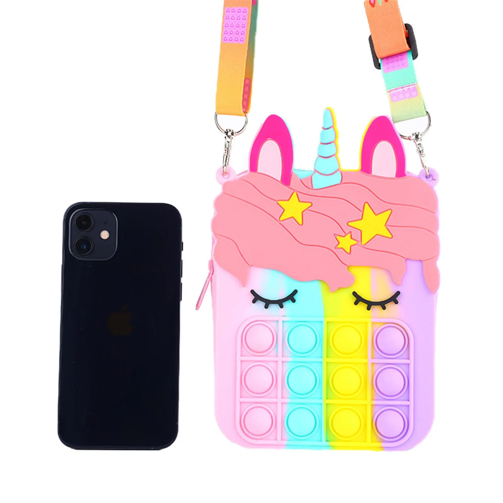 

Модная игрушка с пузырьками, Радужный Единорог, Kawaii, кошелек для монет, Детский кошелек, женская сумочка из силикагеля, простая игрушка-фидж...