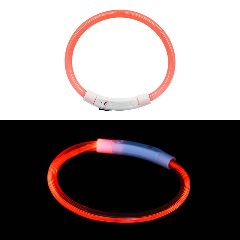 Orange B USB Перезаряжаемый светильник, ошейник для собак, светодиодный светильник для собак, светящийся ошейник для домашних животных с ночной зарядкой, ошейник для маленьких и средних больших собак - Цвет: Orange B