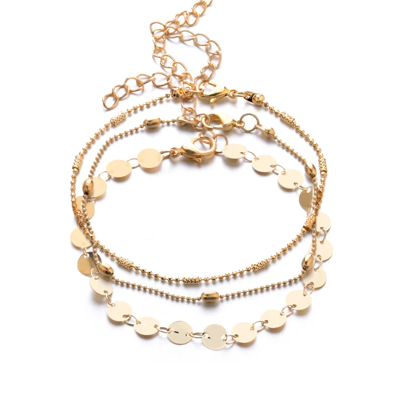 Богемный многослойный золотой бисер серебряного цвета комплект из 3 предметов