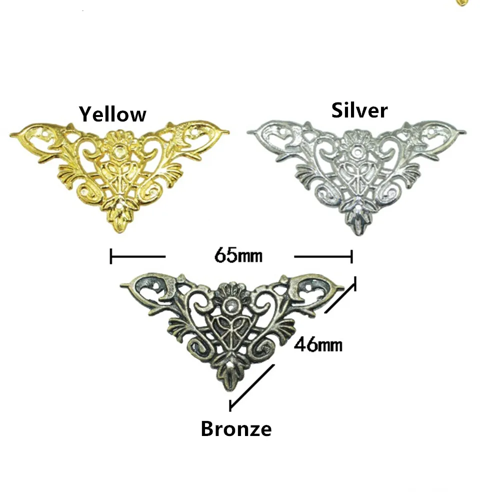 

Vintage Alloy Wooden Box Coner,Cover Protector,Embellishment Findings Triangle Corners Antique Bronze Hollow Pattern,46mm,40Pcs