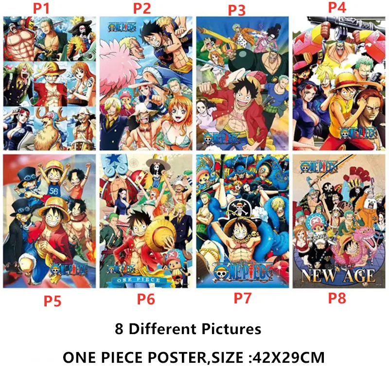 Картины аниме Luffy Zoro Nami 2 размера 58x42 см в комплекте 8 различных дизайнов Высокое