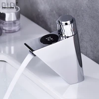 led bathroom faucet intelligence temperature digital display faucets solid brass chrome basin taps coldhot water el1614