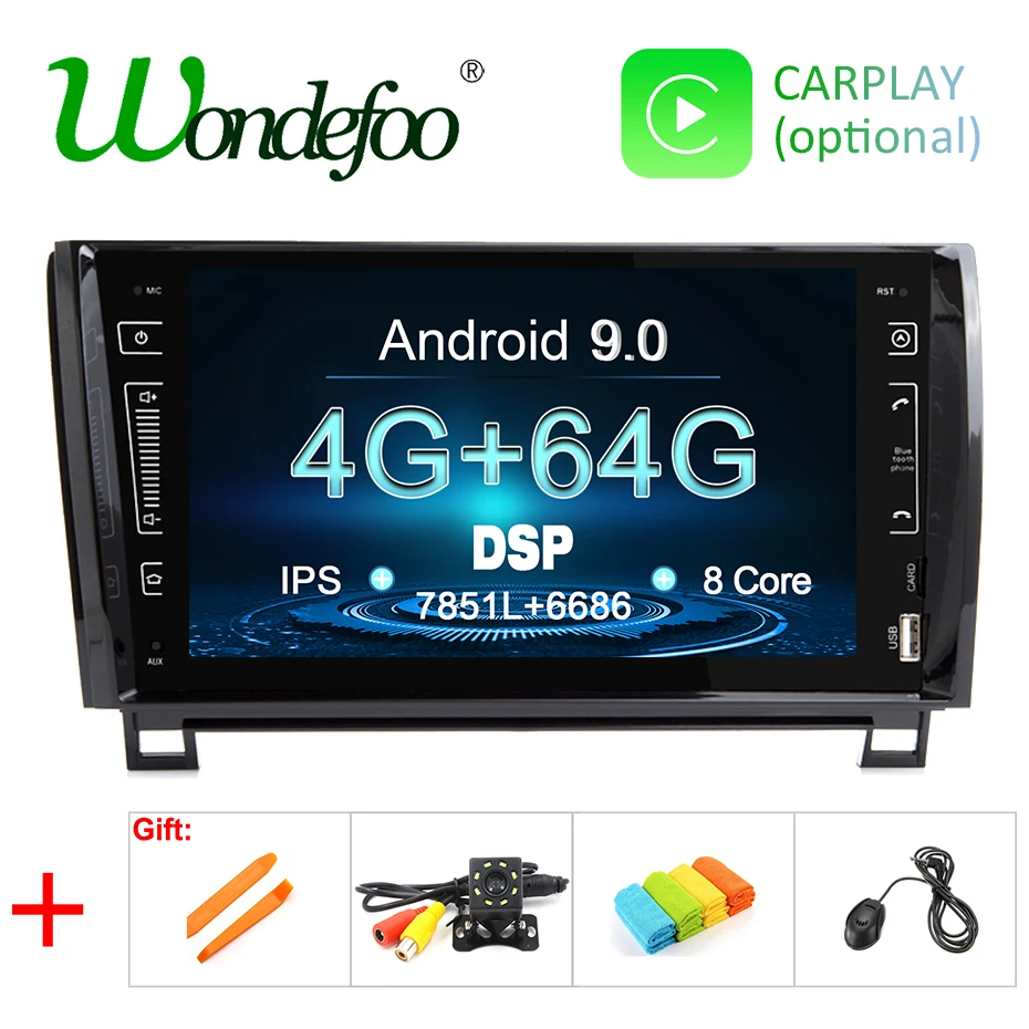 " ips экран Android 9,0 4G 64G 2 DIN Автомобильный gps для TOYOTA Sequoia Tundra нет dvd-плеер Радио Стерео навигационный приемник