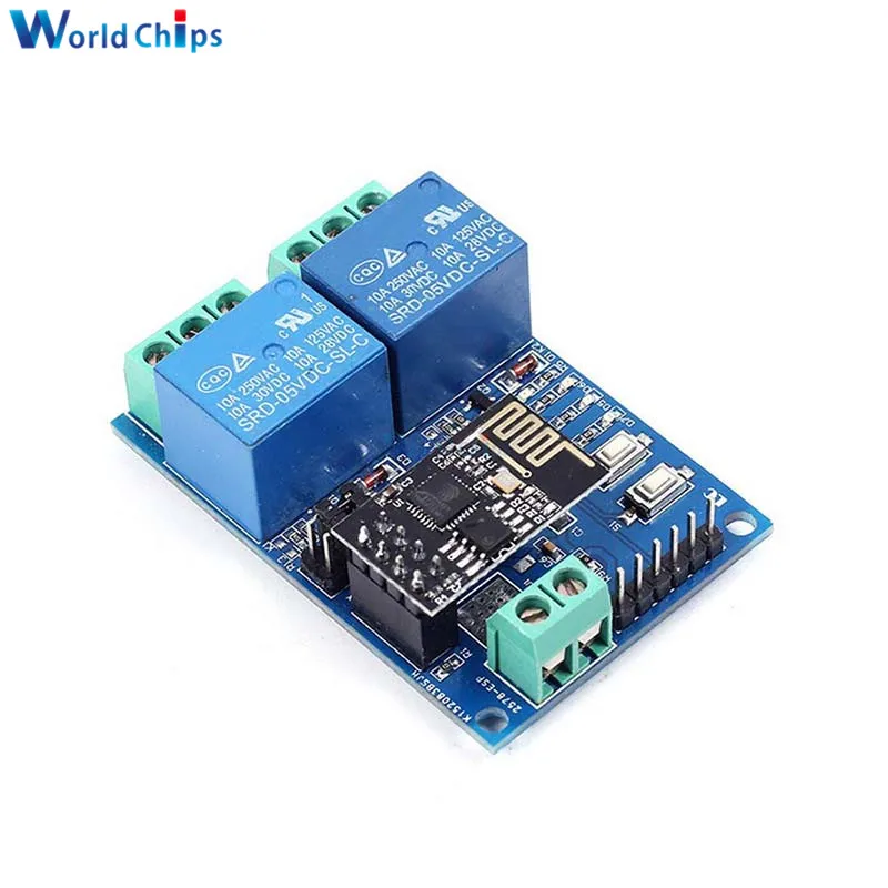 

DC 5V WiFi Wireless Relay Module ESP8266 ESP-01 2CH Relay Switch Module for IOT Smart Home APP Remote Control