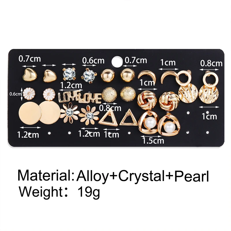 

Liwore Retro Moon Crystal Stud Earring Set For Women New Zircon Gold Color Women Stud Earrings Earrings Jewelry Gift