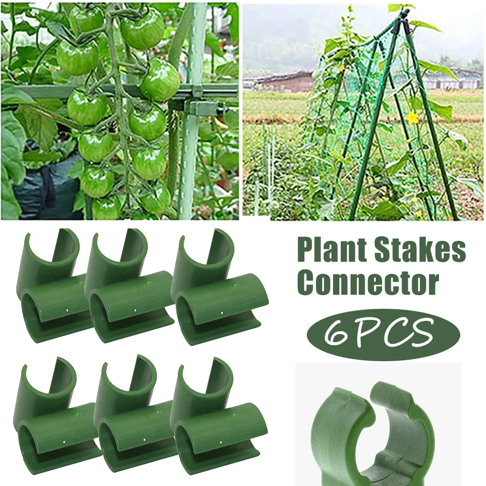 

6pc Plastic Fastener Greenhouse Bracket Pole Fixed Clamp 360 Degree Rotaring Garden Plant Grafting Stakes Connector Clip 11mm