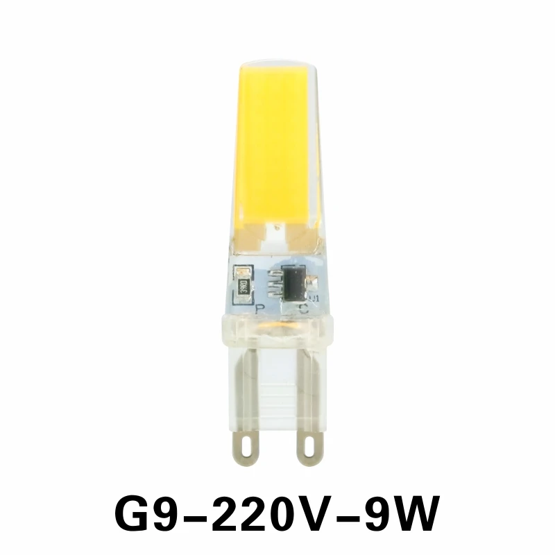 G9 9W 220V Светодиодный G4 G9 E14 лампочка переменного/постоянного тока с затемнением 12 В 220 В 3 Вт 6 Вт 9 Вт COB SMD светодиодный светильник заменить галогенный прожектор люстра - Испускаемый цвет: G9 9W 220V