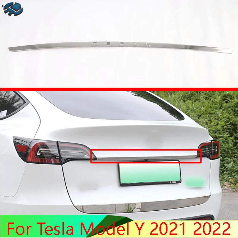 

For Tesla Model Y 2021 2022 Car Accessories Stainless Steel Rear Boot Door Trunk Lid Cover Trim Tailgate Garnish