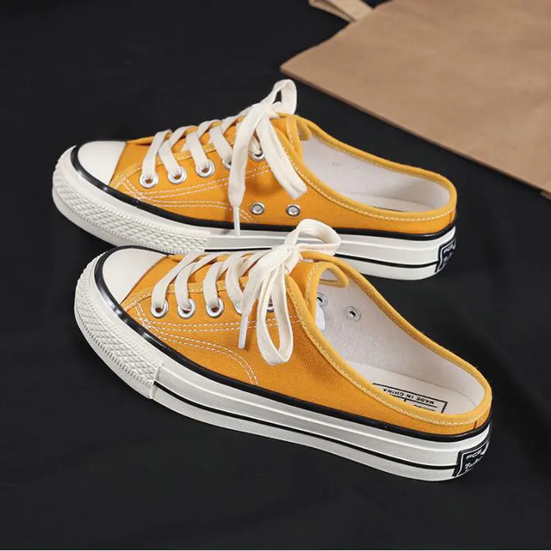 Новинка весны 2019 женщина полуботинки тапочки парусиновая обувь на плоской