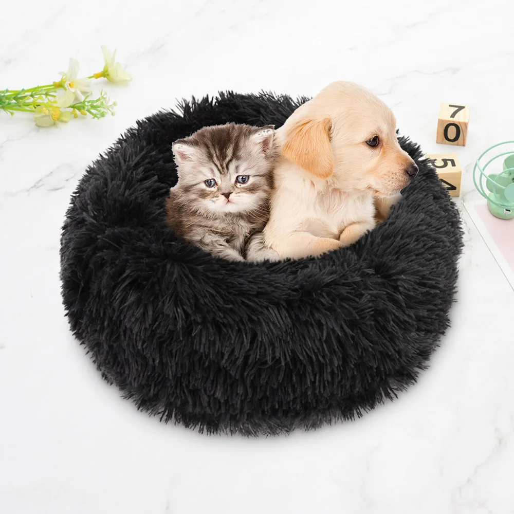 

Super Soft Long Plush Warm Pet Mat Cute Lightweight Kennel Cat Sleeping Basket Bed Round Fluffy Comfortable Touch Pet Products