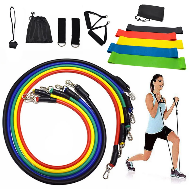 

Эспандеры для фитнеса, эластичные ленты из латекса с педалью для тренировок и йоги, 17 шт.