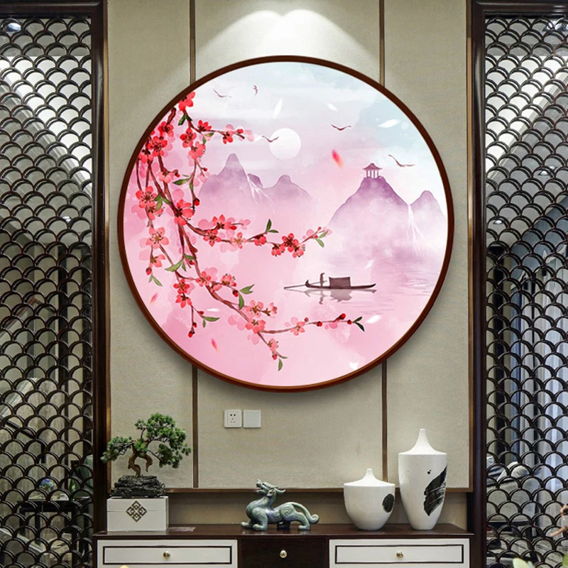 

Алмазная 5D Вышивка своими руками, мозаика, вышивка крестиком, полная круглая вышивка розовыми цветами персика для крыльца