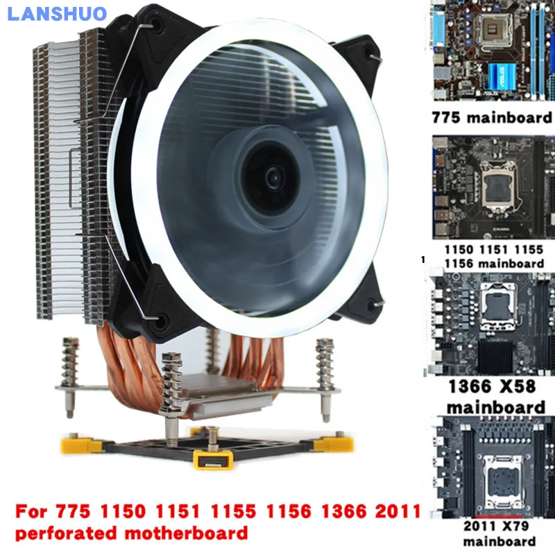 3/4PIN RGB светодиодный Процессор кулер 6-Heatpipe 12V(12 см); охлаждения радиатора для LGA 775 1150 1151 1155 1156 1366 2011 - Цвет лезвия: White Aurora