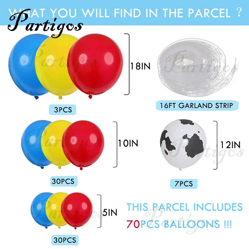 70 шт./компл. красно-синяя желтая гирлянда Коровья АРКА латексные воздушные шары