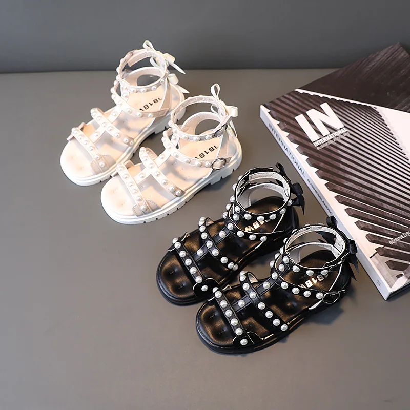 

Princess Girl Beading Sandal Summer Little Girl Shoes 2021 Kids Children'S Beach Gladiator Sandals 3 4 5 6 7 8 9 10 11 12 Years