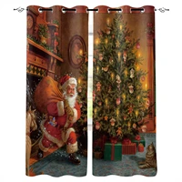 christmas santa giving gifts curtain for kitchen living room bedroom curtains home decoration window treatments drapes