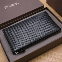 100  Cowhide Leather Mens Clutch Bag Luxury Brand Woven Leather Bag Fashion Design Simple Envelope Bag Large Capacity 2022 New