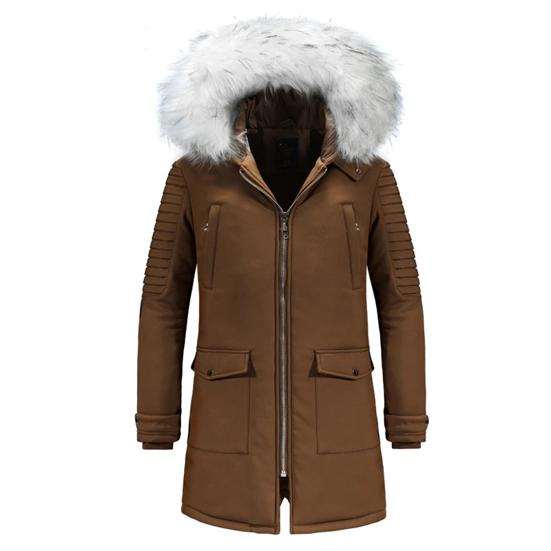 Мужские парки средней длины с меховым воротником новая зимняя утепленная