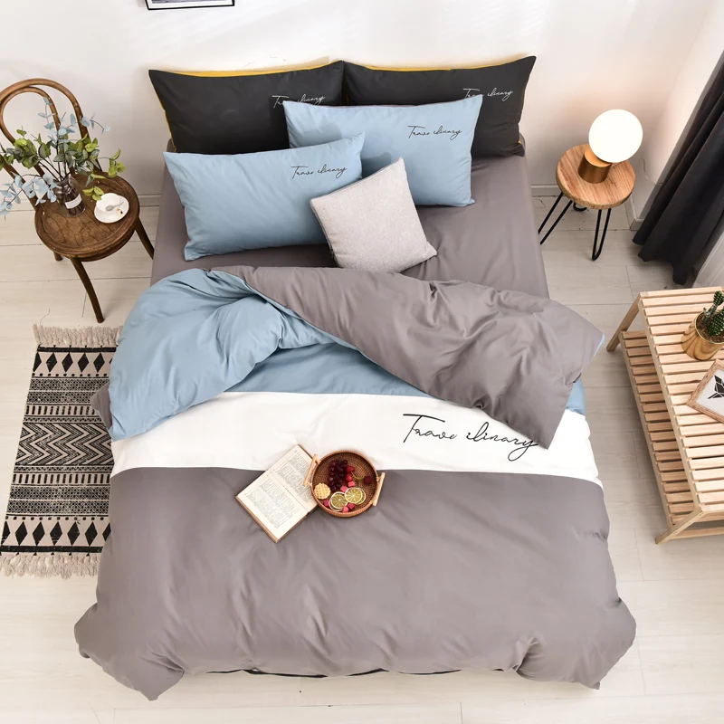 

Nordic Luxury Washed Cotton 4pcs Bedding Set Pillowcase Bed Linen Sheet Queen King Size Duvet Cover Sets Quilt Covers for Adult