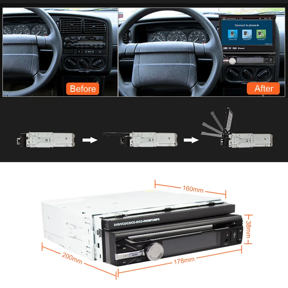 RU склад 1 Din автомагнитола DVD плеер 7 ''универсальный gps Навигация стерео Мультимедиа сенсорный экран 1024*600 камера заднего вида RDS