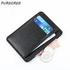 PURDORED 1 шт. черный мужской держатель для карт из искусственной кожи ID держатель для карт тонкий светильник для банковских карт кошелек с несколькими слотами Тонкий чехол для карт