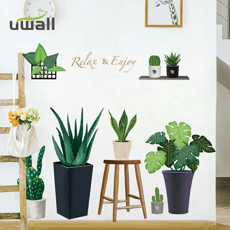 

Creative Potted Plant Wall Stickers Living Room Bedroom Decoration Background Wall Decorations Home Decor Self Adhesive Stickers