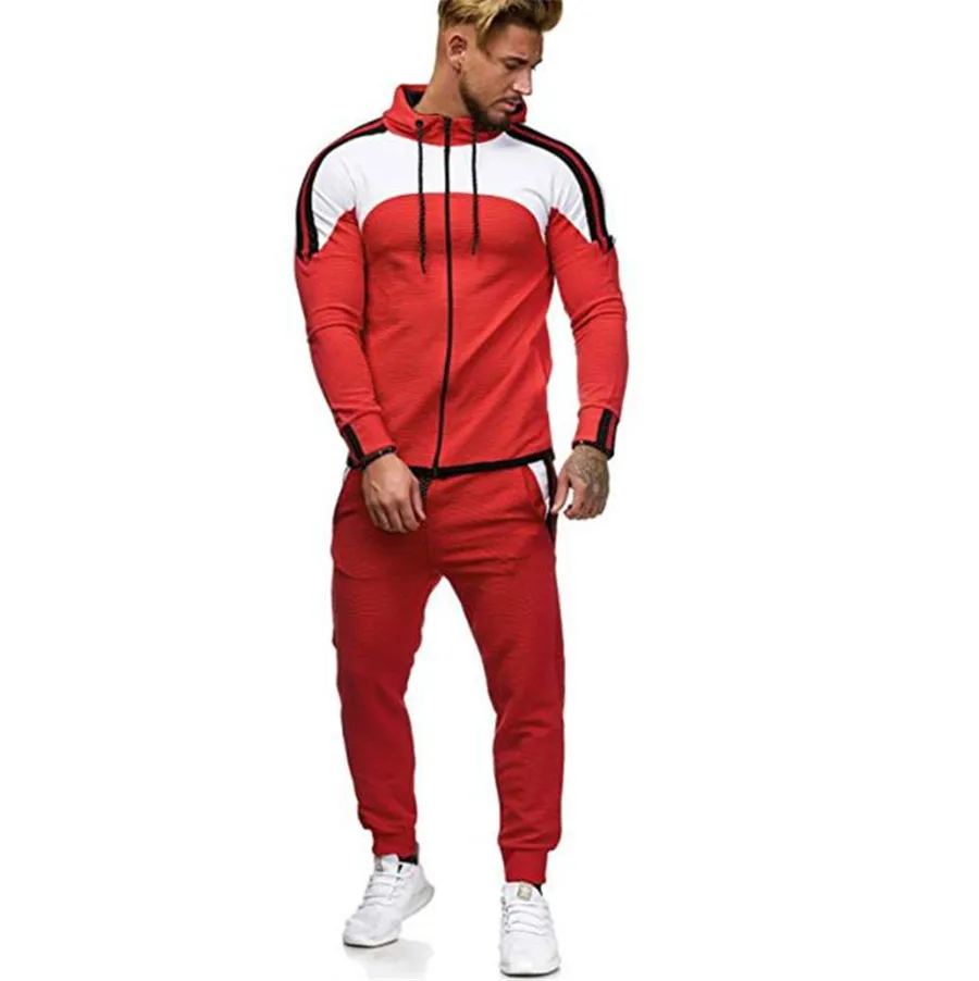 

Striped Hoodie Men Tracksuit Patchwork Long Sleeve Drawstring Two Piece Set for Men Fashion 2021 Spring Autumn Homme C