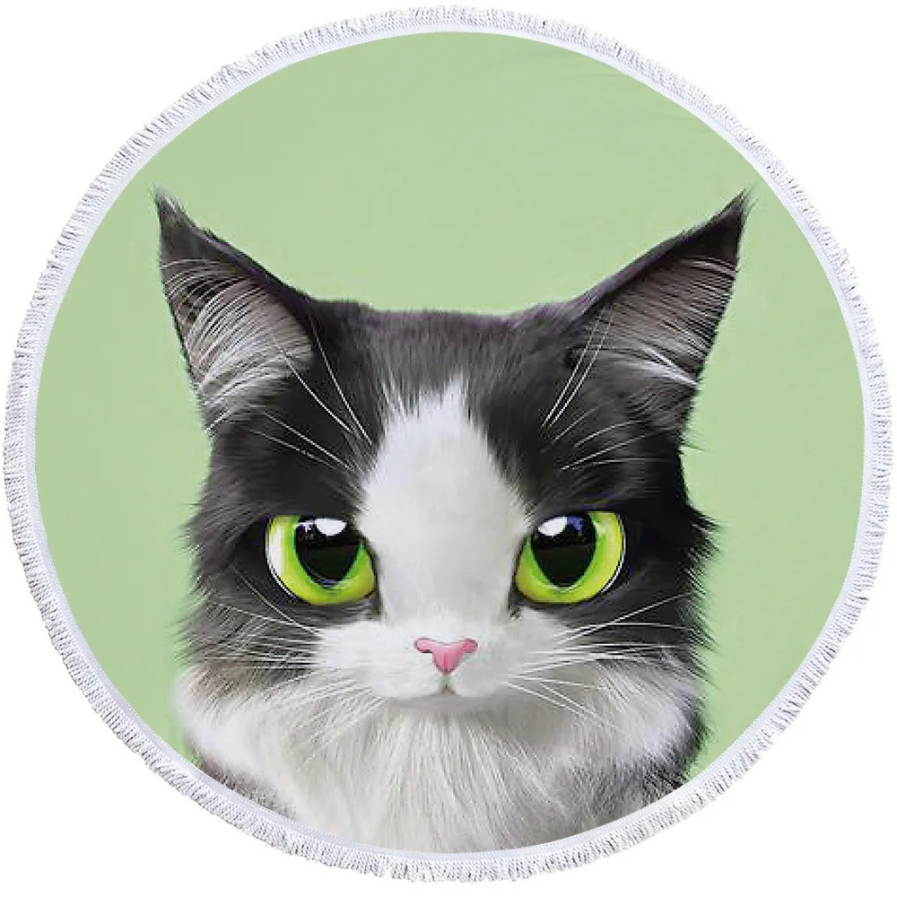 Пляжное полотенце Husky с кисточкой подарок собаке кошке белке банное для душа