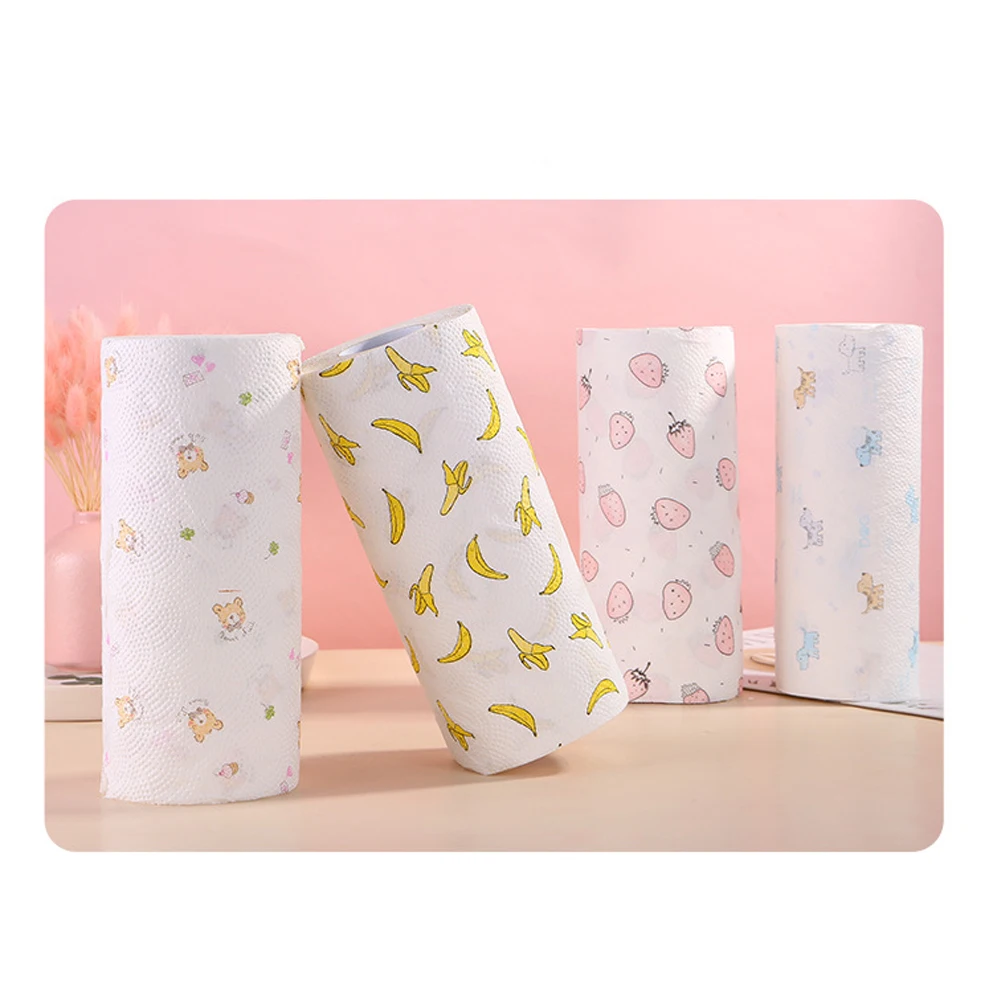 1 рулон с мультяшным принтом одноразовая салфетка для чистки кухни мытья посуды