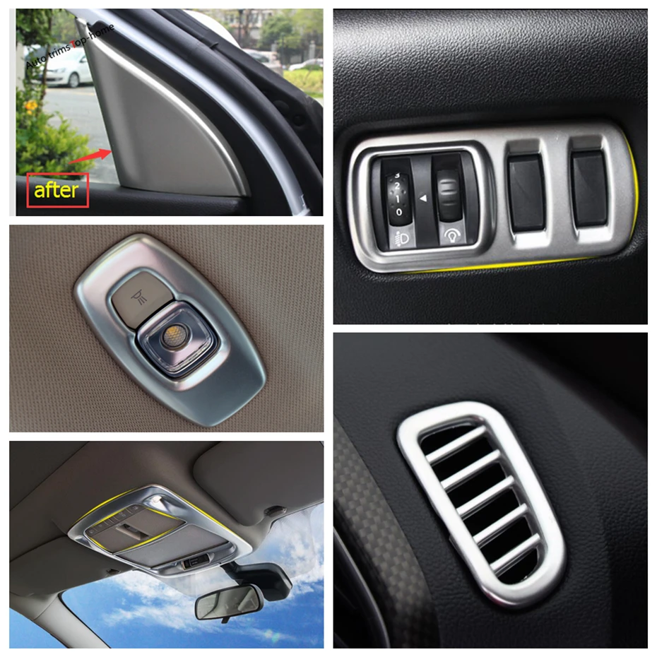 

Matte Interior Refit Kit Pillar A / Front / Rear Roof Reading / Head Lamps / Air AC Cover Trim For Renault Kadjar 2016 - 2020