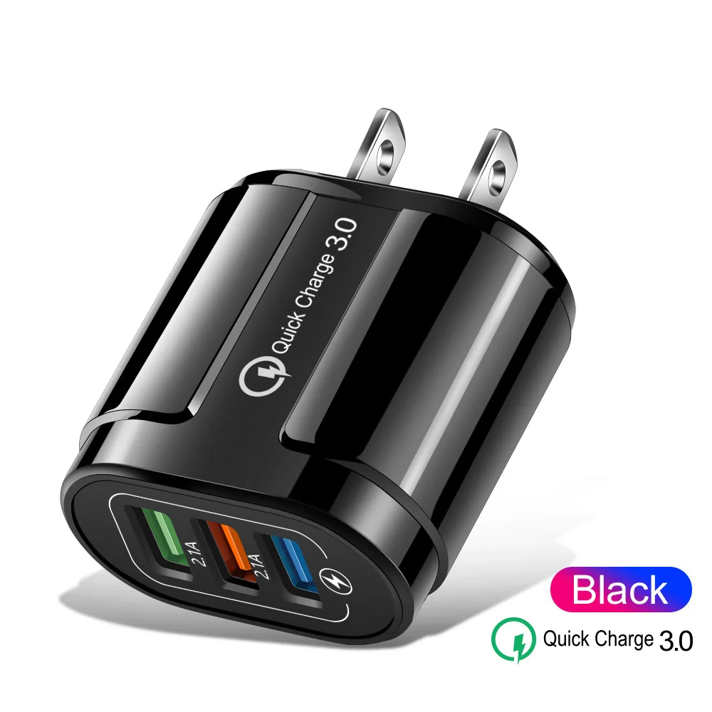 

CASEIER 3 Port USB Mobile Phone Charger Fast Charging 3.1A Quick Charge US EU USB Cell Phone Charging QC 3.0 Universal Charge