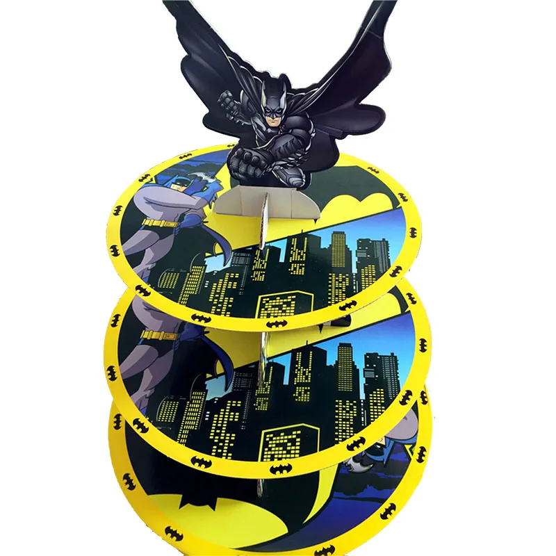 batman 3-х уровневый мультфильм hero торт подставка держатель для кекса мультфильм вечерние подставка для торта тема для детей День рождения расходные материалы - Цвет: batman