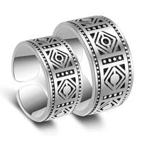 lovers ring silver plated geometric totem classic retro carving opening domineering for men and women hip hop party jewelry