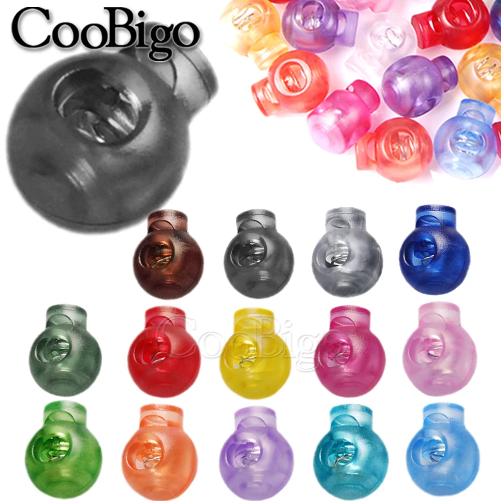 Стопоры для шнурка 12 шт. круглые шарики цветные прозрачные пластиковые