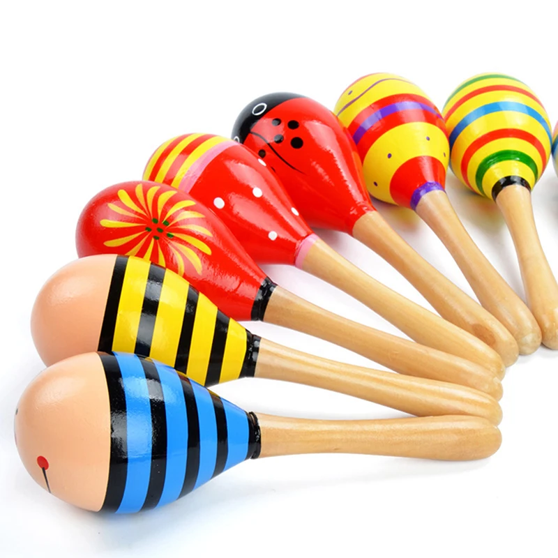 

Colored Wooden Sand Hammer Toys Musical Instrument For Children Toys Sand Educational Ball Toy Sand Baby Hammer Rattle Z1C9