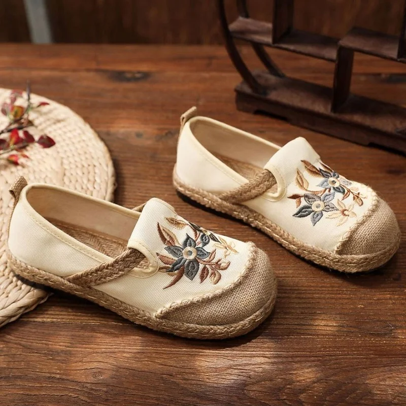 Лоферы женские холщовые ручной работы повседневные кроссовки без шнуровки с