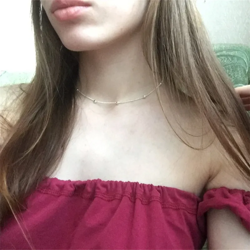 Женское колье-чокер с медными бусинами модное минималистичное Модная бижутерия
