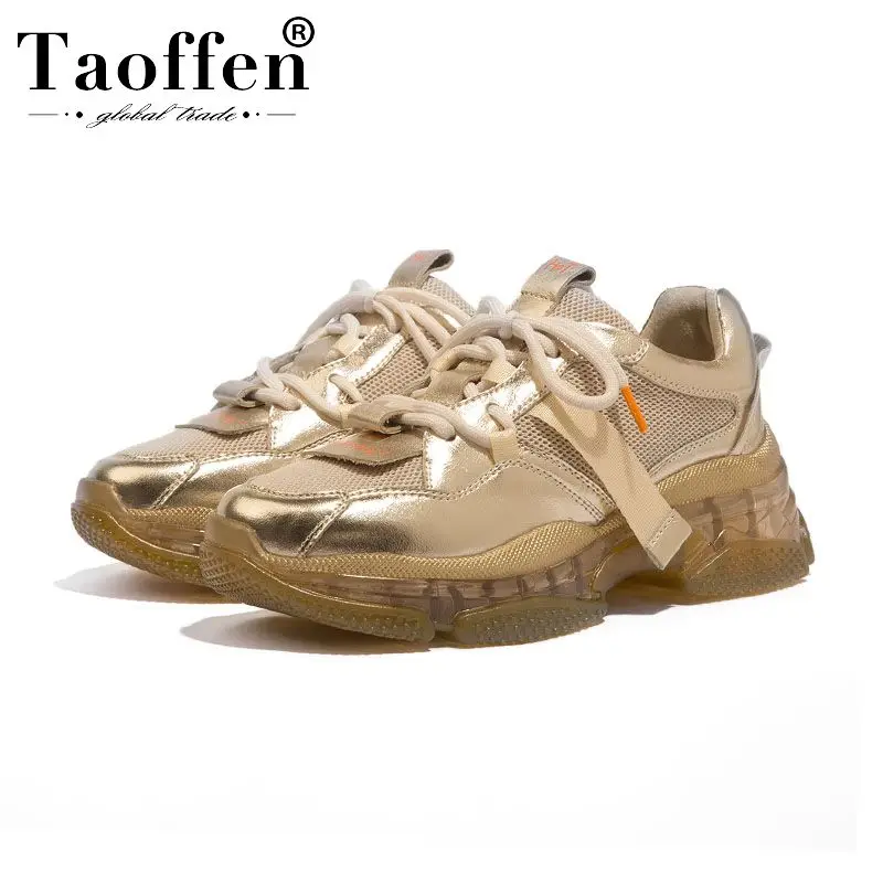 Taoffen 2020 Real Leather Women Fashion Solid Color Breathable Sneakers Daily Autumn Ins Hot Shoes Woman Footwear Size 35-39 | Обувь