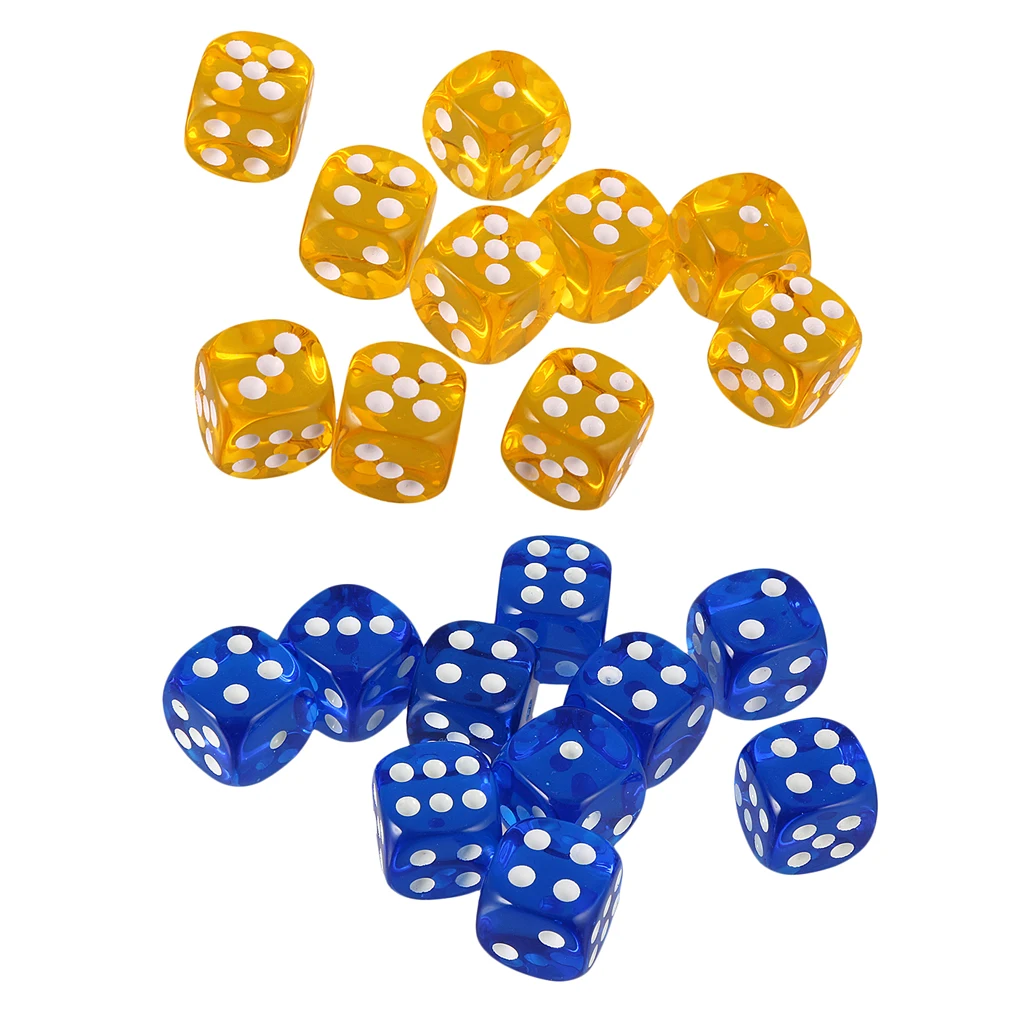 Упаковка из 20 шт акриловых шестигранных D6 игральных костей для DND TRPG настольная