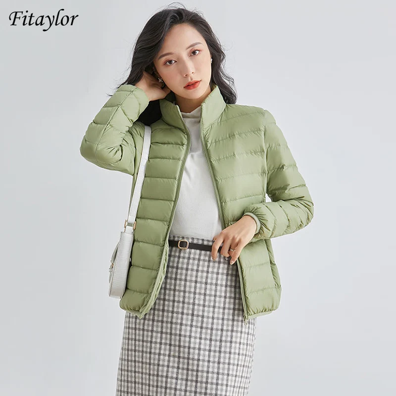 Fitaylor новый зимний легкий теплый пуховик для женщин 90% белый утиный пух длинный