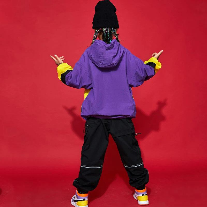 

Girls Hip Hop Dance Costumes for Kids Long Sleeved Jacket Loose Pants Jazz Performance Clothes Stage Wea Rave Clothes