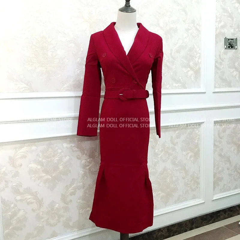 Женское офисное платье с длинным рукавом облегающее однотонное Русалка длиной