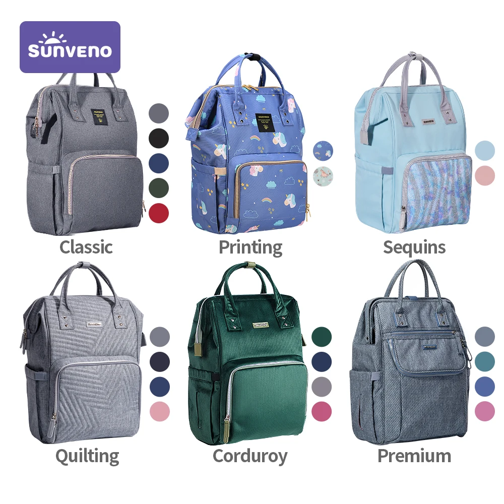 

Sunveno Diaper Bag Backpack Fashion Baby Nappy Bag Travel Backpack Stroller Organizer Baby Care Bag for Mom Activity Gear