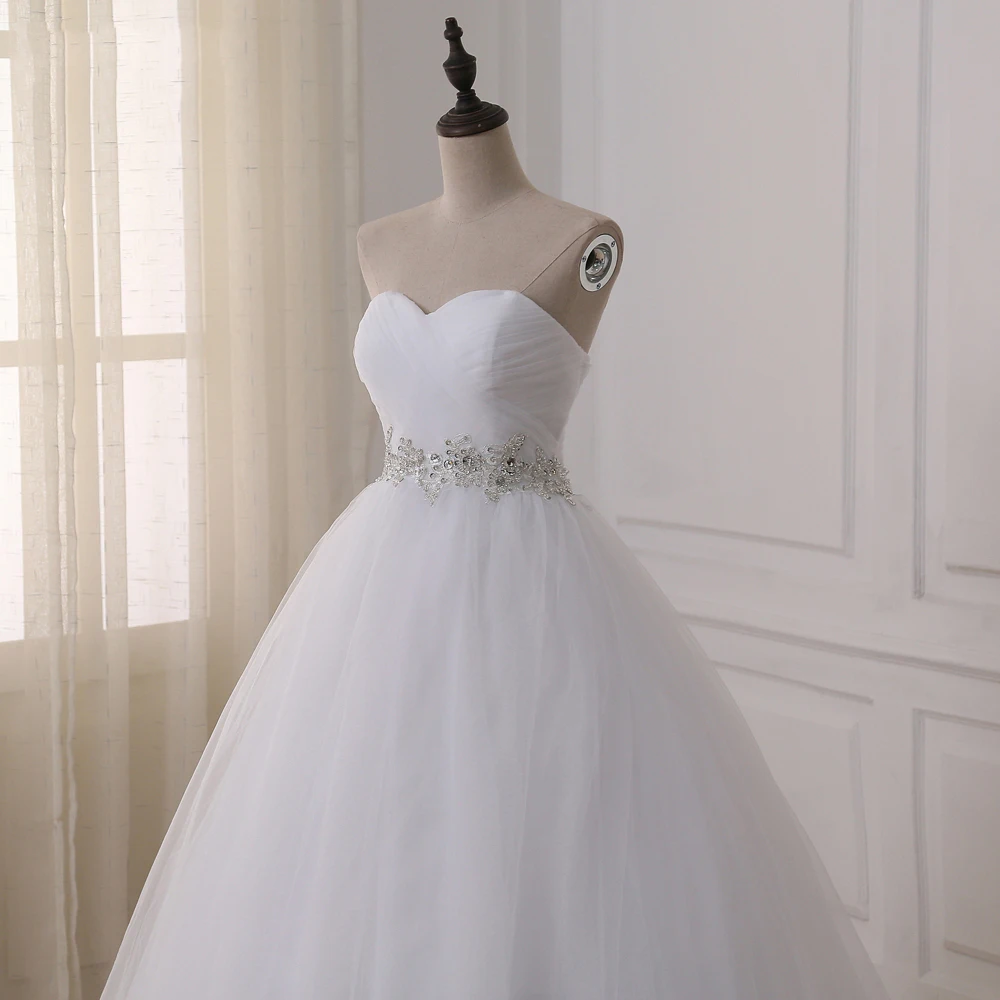 ADLN Stock Ball Gown Wedding Dresses 2017 Sweetheart Sweep Train Lace Applique Corset Bride Gowns Vestidos De Novia|vestidos de novia|gown