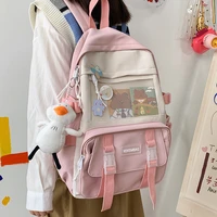 college mesh kawaii lady backpack canvas femal fashion school bag laptop student girl cute bookbag bagpack trendy women mochila