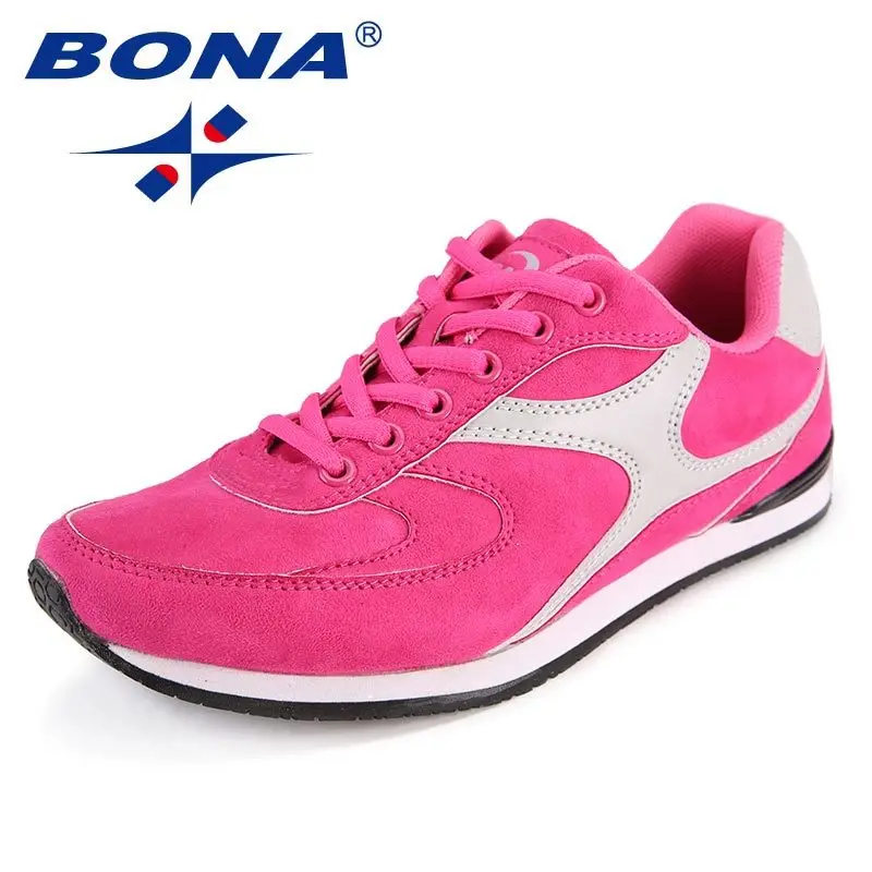 pink BONA/обувь в стиле ретро; женская обувь для бега на шнуровке; женская розовая спортивная обувь; обувь для бега на открытом воздухе; спортивная обувь; кроссовки - Цвет: pink